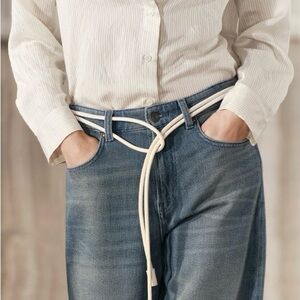 Cream Leather Rope Belt